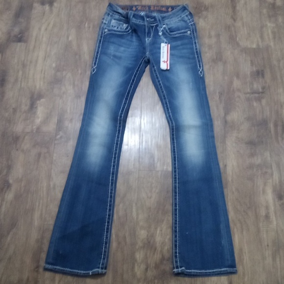 Rock Revival Women's 26 Bootcut Jen Embellished Shimmer Distressed NWT - Picture 4 of 12